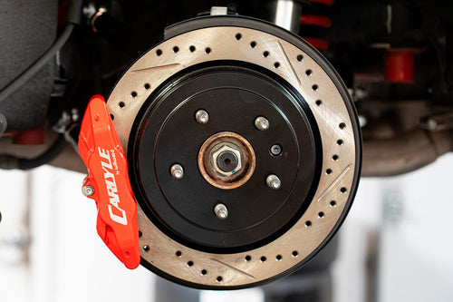 DRP363 - 15" Conversion Kit By Carlyle Racing, Drilled And Slotted Rotors, Red Calipers (16-23 Chevy Camaro)