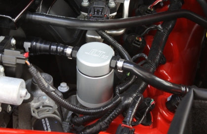 JLT 05-10 Ford Mustang GT/Bullitt/Saleen Driver Side Oil Separator 3.0 - Clear Anodized