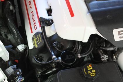 JLT 11-17 Ford Mustang GT Passenger Side Oil Separator 3.0 - Black Anodized