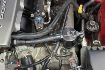 JLT 05-10 Ford Mustang GT Driver Side Oil Separator 3.0 V2 - Black Anodized